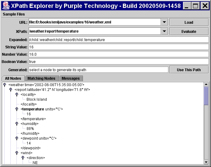 screenshot of XPath Explorer